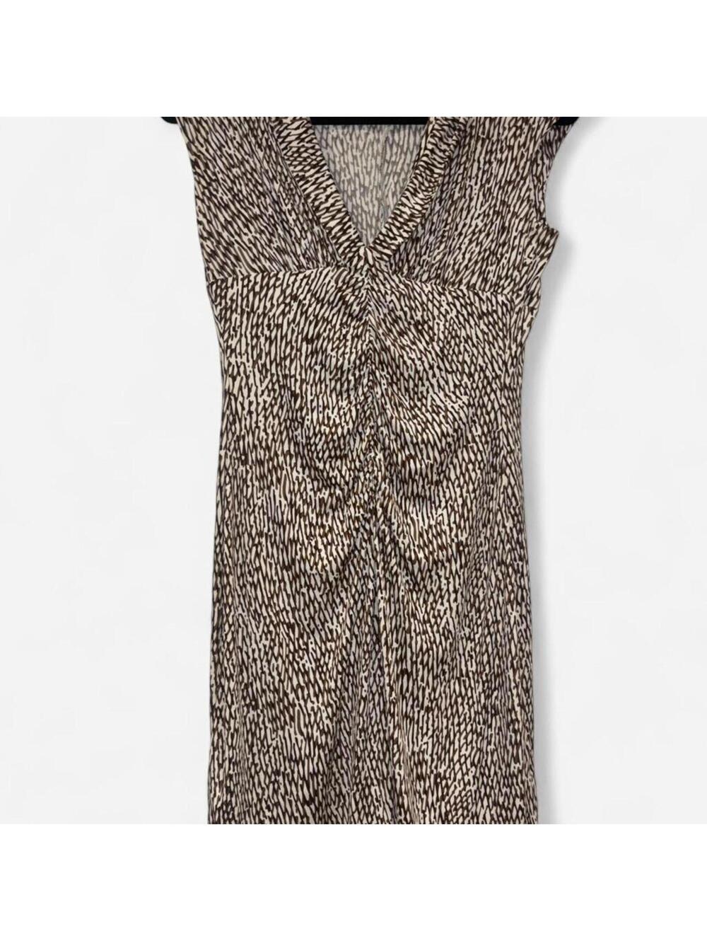 Trina Turk - Black/Brown/White Mini Dress with Cap Sleeve and V-Neck